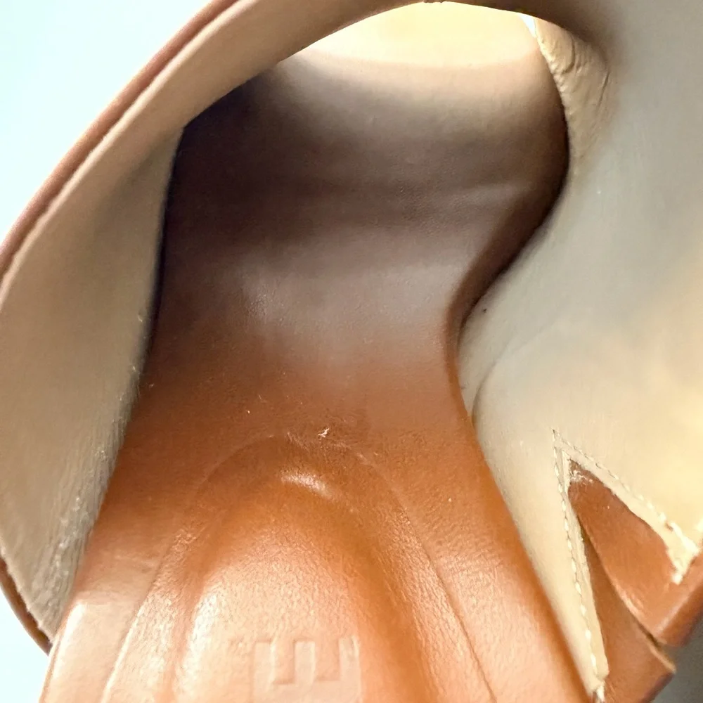 Able Renee round heel Women's Tan Leather Slide Mule - Classic Open-Toe Heel - Picture 10 of 13